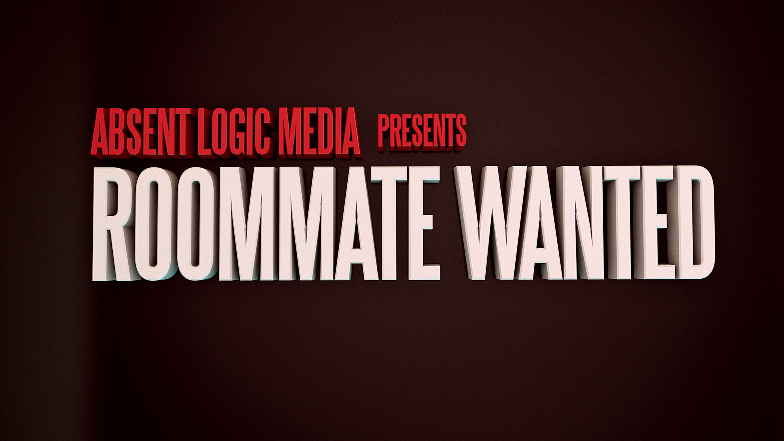Roommate Wanted poster by Absent Logic Media with bold text on a dark background