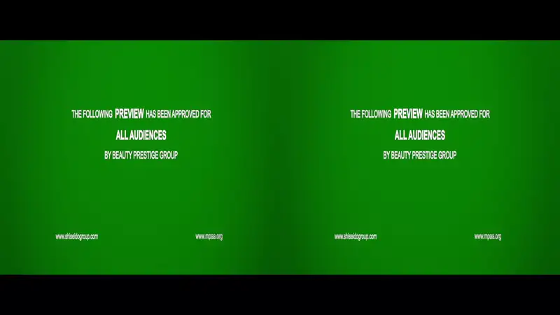 Green background with text stating preview approved for all audiences by Beauty Prestige Group