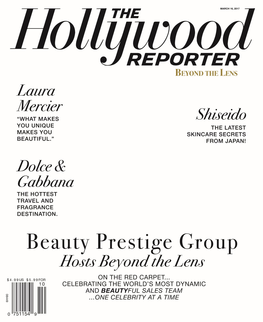 The Hollywood Reporter cover featuring beauty brands and insights from March 2017.