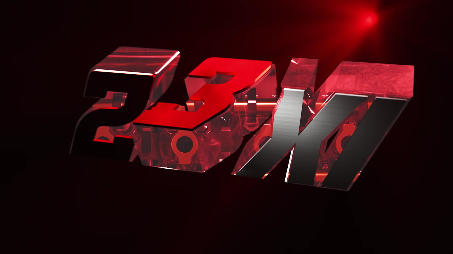 Graphic design featuring the numbers 23XI in red and metallic colors.