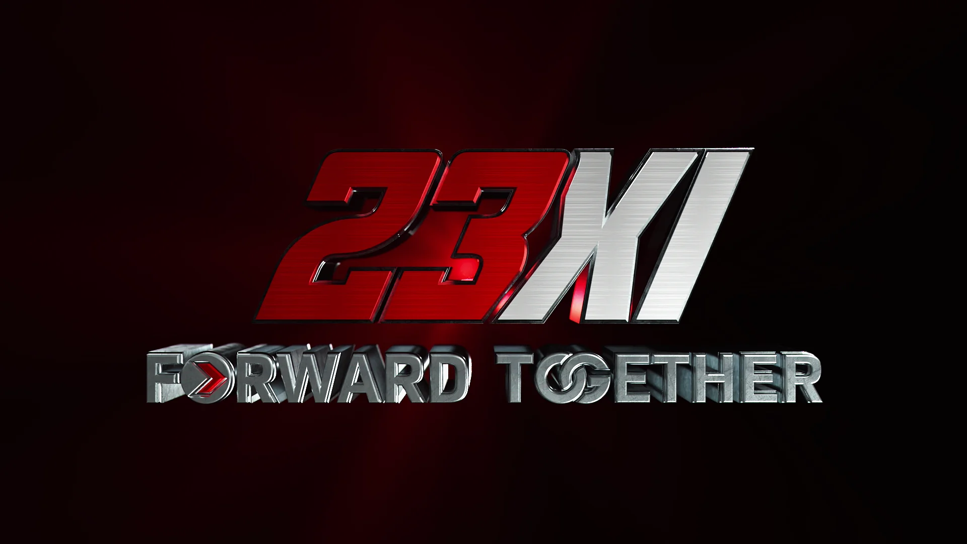 Logo of 23XI Racing with tagline Forward Together