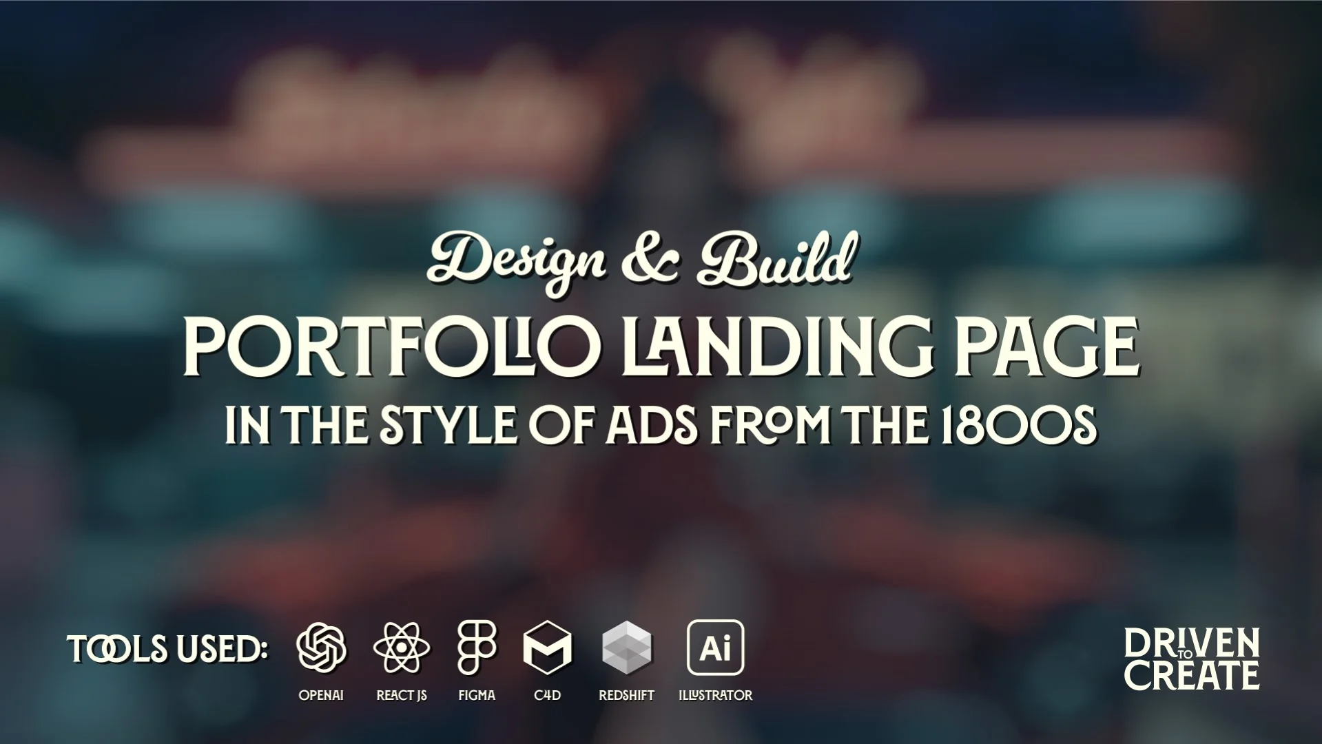 Portfolio landing page design inspired by 1800s advertisement style, featuring modern design tools.