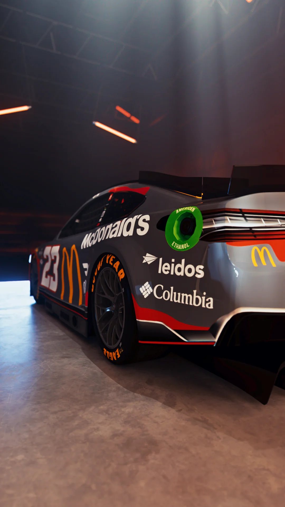 McDonald's branded NASCAR race car with visible sponsorship logos.
