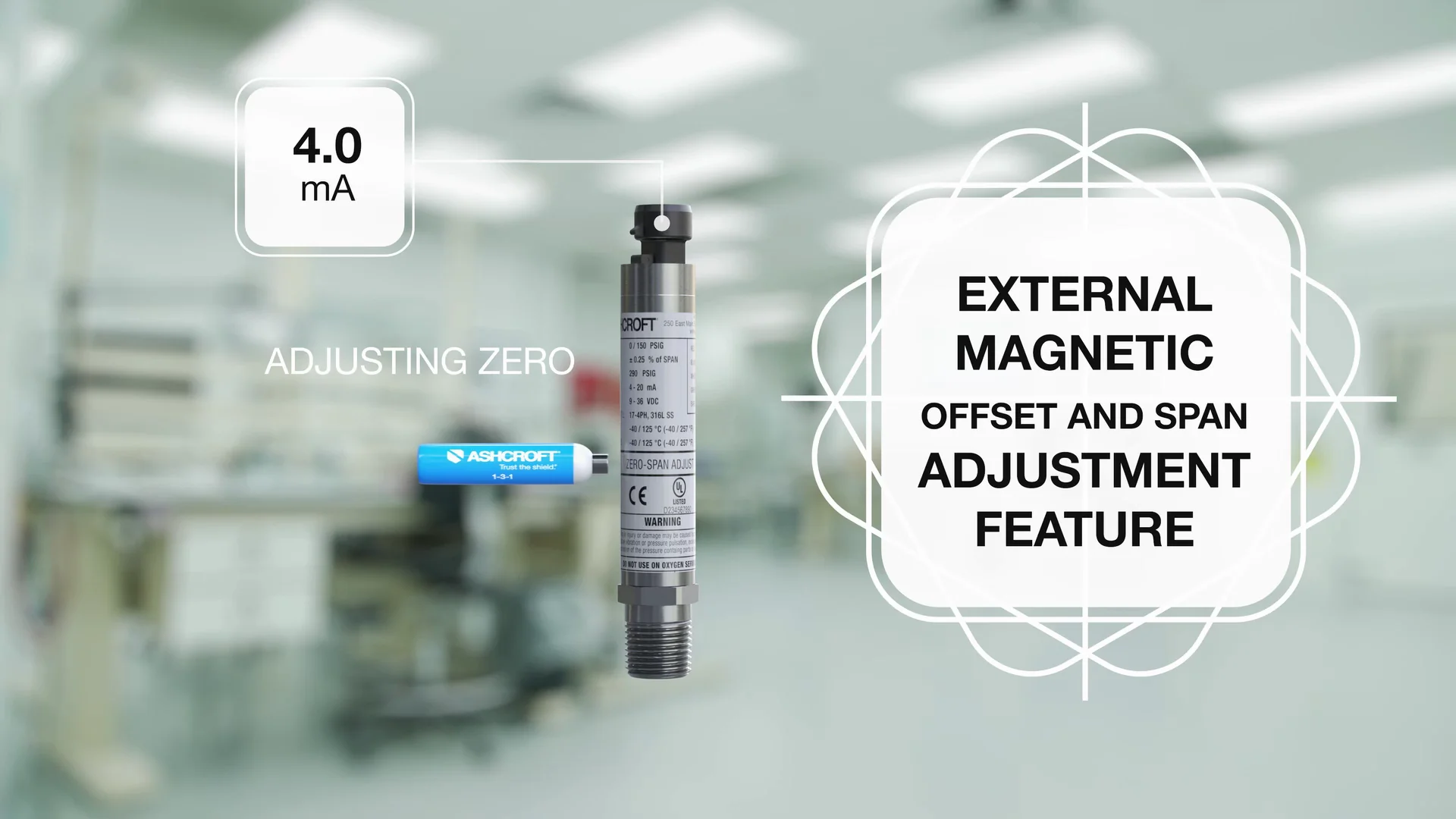 Pressure sensor with magnetic adjustment feature in a laboratory setting