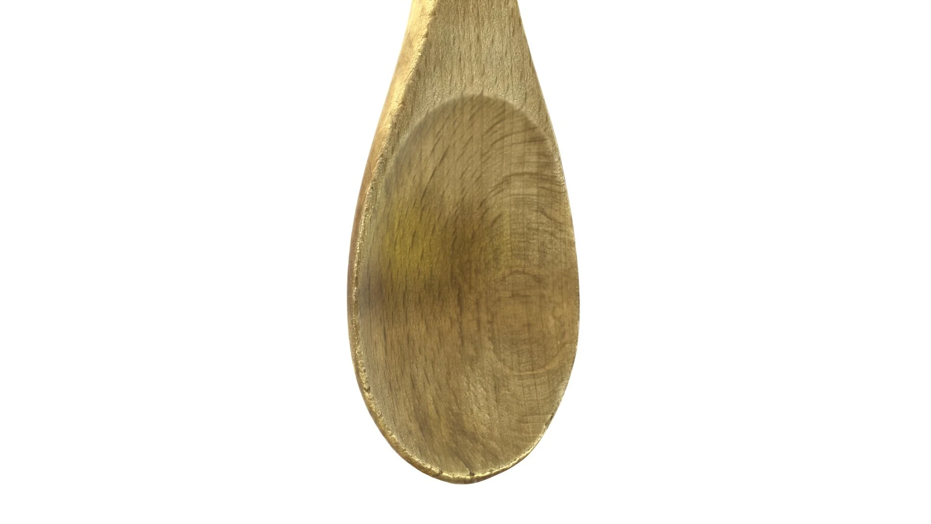 Close-up of a wooden spoon showcasing its smooth, natural finish and unique grain patterns.