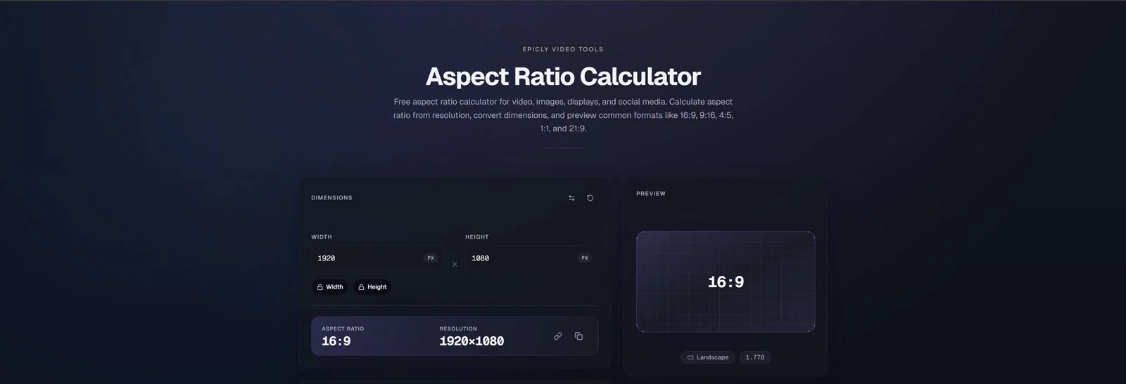 Aspect Ratio Calculator